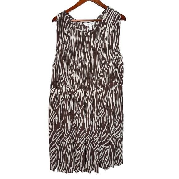 Addition Elle Zebra Animal Print Pleated Sleeveless Midi Dress A-Line Size 24 - Picture 4 of 12